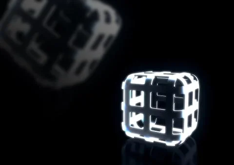 Abstract cubic cage container on dark background Stock Illustration