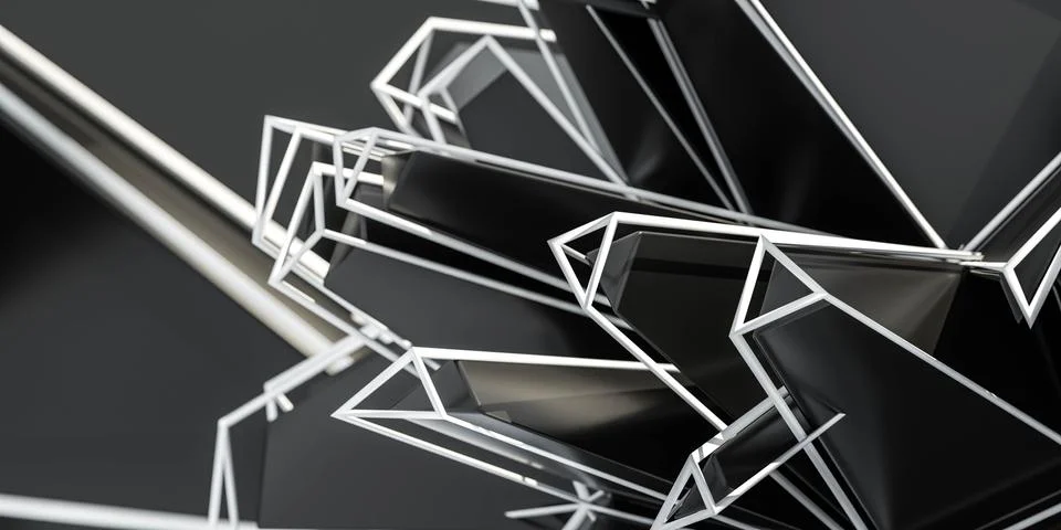 Abstract cubic geometric shape 3d render illustration 스톡 일러스트