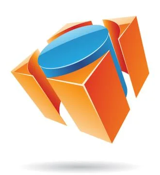 Abstract cubic logo icon Stock Illustration