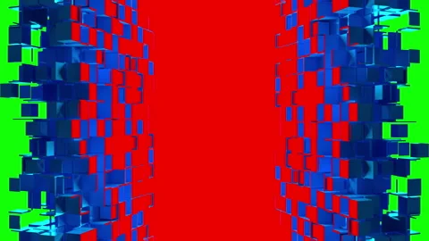 Abstract cubic particles corner with chroma key Stockbeeldmateriaal 178100887