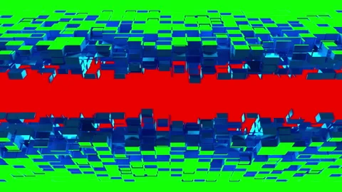 Abstract cubic particles shutters with chroma key Stockbeeldmateriaal 170394111