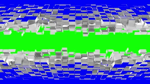 Abstract cubic particles shutters with chroma key Stock Footage 194155919