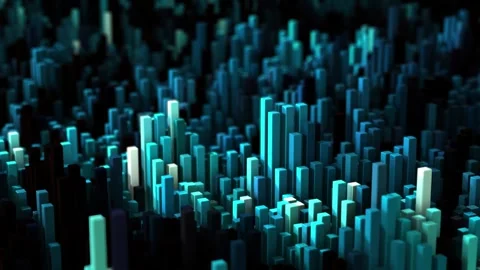 Abstract cubical surface in blue color on random motion background. Vj cubic Stock Footage 253792226