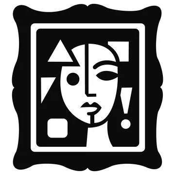 Abstract cubism portrait nft framed artwork icon Stock Illustration
