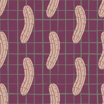 Abstract cucumber seamless pattern on lines background. Cucumbers vegetable e Illustrazione stock