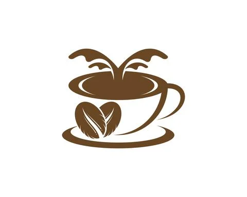 Abstract cup of coffee with two coffee beans Stock Illustration