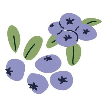 Abstract currant set. Cartoon berry with flower and leaves. Stock Illustration