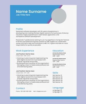 Abstract curriculum template with minimal style Stock Illustration