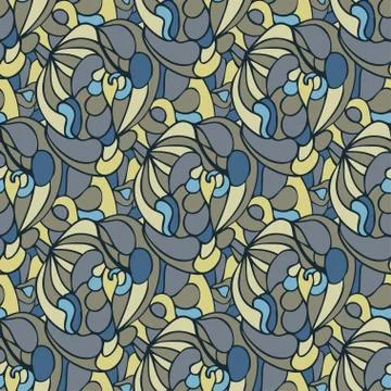 Abstract curve doodle seamless pattern Stock Illustration