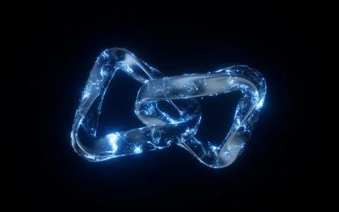 Abstract curve geometry with flowing particles, 3d rendering. Stock Illustration