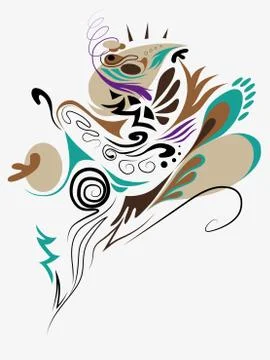 Abstract curve hand drawn background composition Stock Illustration