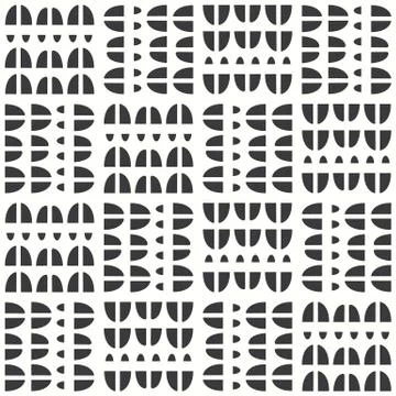 Abstract curve pattern design background. Vector black and white seamless repeat Stock Illustration