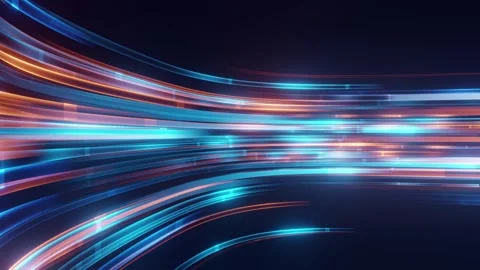 Abstract curve Stream flow digital line data technology background. Stock Footage 263044422