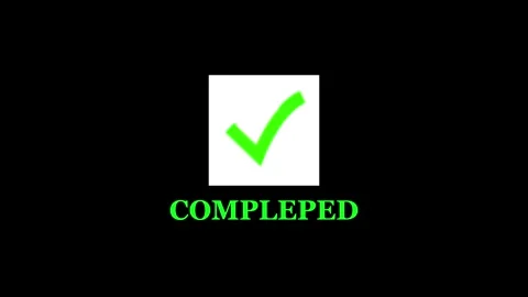 Abstract curve tick mark symbol with completed text animation. 動画素材 335700208