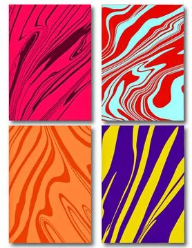 Abstract curved background, template collection, Deformed pattern, trendy bright Stock Illustration