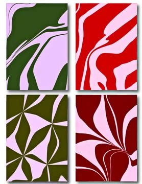 Abstract curved background, template collection, Deformed pattern, trendy bright Stock Illustration