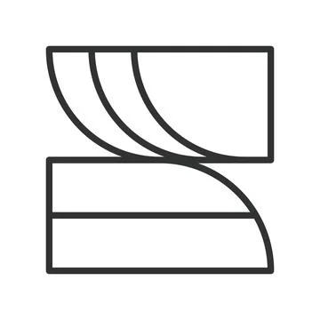 Abstract curved block composition, icon in line design. abstract, curved, block 스톡 일러스트