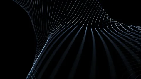 Abstract curved blue lines pattern seamless looping on black background Stock Footage 340238507