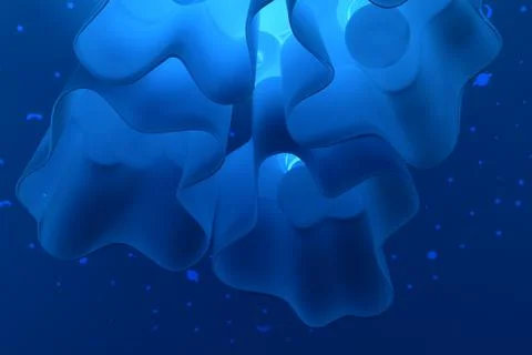 Abstract Curved Blue Pattern on Blurred Night Sky Background Stock Illustration