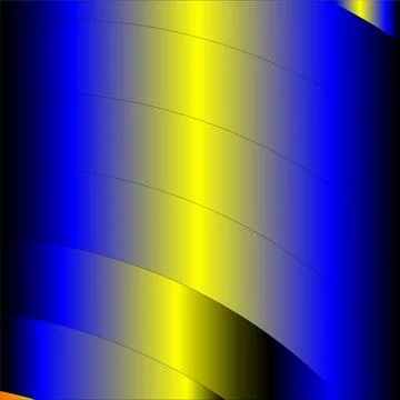 Abstract curved gradient background with blue and yellow metallic waves in .. Stock Illustration