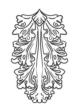 Abstract curved leaf ornate vertical design element vector illustration Stock Illustration