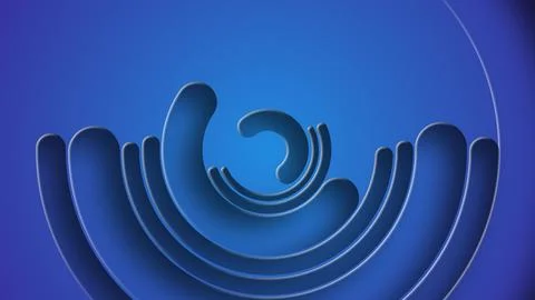 Abstract curved lines, circles. 3D graphic of blue semirings. Computer graphics Stock Illustration