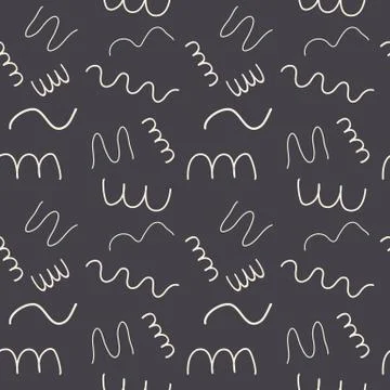 Abstract curved lines in seamless pattern in minimal style Stock Illustration