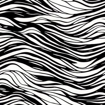 Abstract curved lines seamless pattern. Striped colorful summer black and w.. Stock Illustration