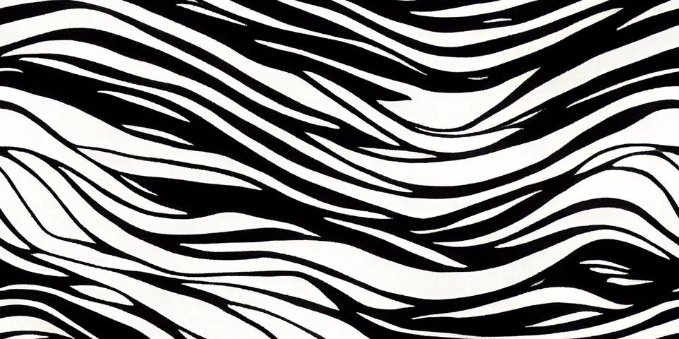 Abstract curved lines seamless pattern. Striped colorful summer black and w.. Stock Illustration