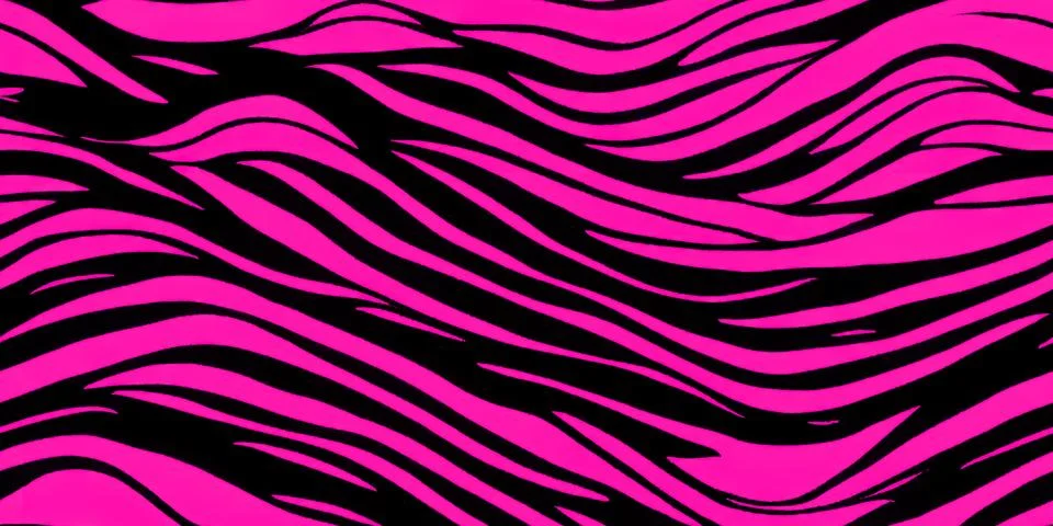 Abstract curved lines seamless pattern. Striped colorful summer pink black .. Stock Illustration