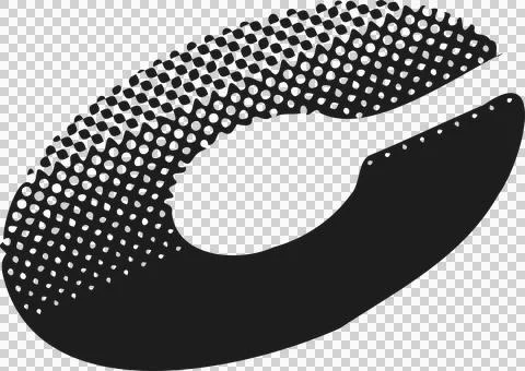 Abstract curved ring is splitting dark shape and halftone dots, flat design, イラスト素材