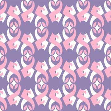 Abstract Curved Shapes Vector Repeat Pattern In Pink and purple Stock Illustration