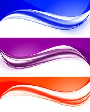 Abstract curved wavy lines set Stock Illustration