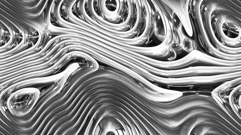 Abstract curves - silver parametric curved lines and shapes 4k seamless backg Stock Illustration