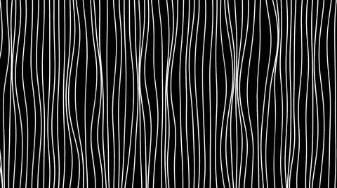 Abstract curving white strings flowing on a black background, seamless loop Stock Illustration