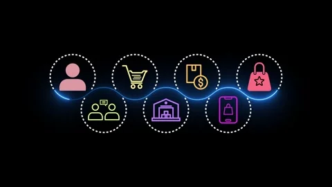 Abstract customer experience concept animation. Neon blue outline decorate .. Stock-Footage 334229763