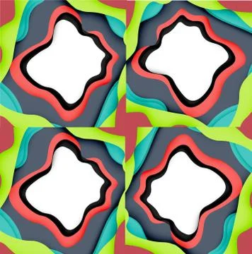 Abstract cut out abstract waves for web design. Color geometric pattern. Vector Illustrazione stock