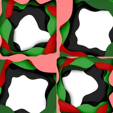 Abstract cut out abstract waves for web design. Color geometric pattern. Vector Illustrazione stock