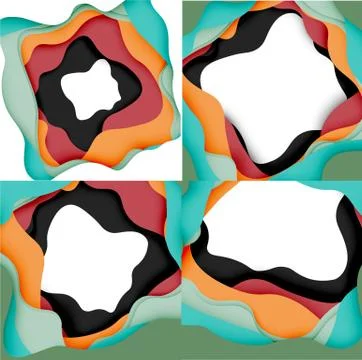 Abstract cut out abstract waves for web design. Color geometric pattern. Vector Stock Illustration