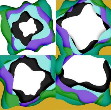 Abstract cut out abstract waves for web design. Color geometric pattern. Vector Illustrazione stock