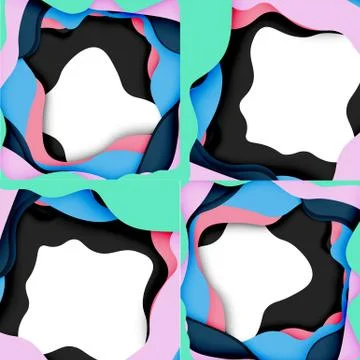 Abstract cut out abstract waves for web design. Color geometric pattern. Vector Illustrazione stock
