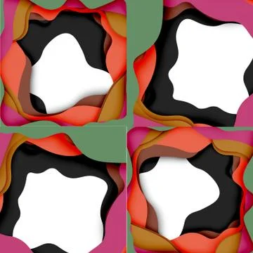 Abstract cut out abstract waves for web design. Color geometric pattern. Vector イラスト素材