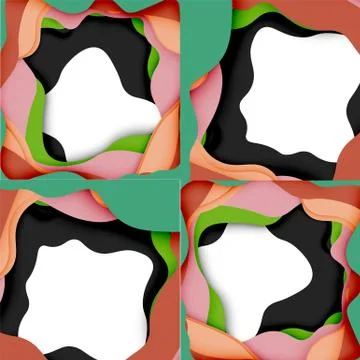 Abstract cut out abstract waves for web design. Color geometric pattern. Vector Illustrazione stock