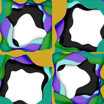Abstract cut out abstract waves for web design. Color geometric pattern. Vector Illustrazione stock