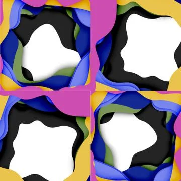 Abstract cut out abstract waves for web design. Color geometric pattern. Vector 스톡 일러스트