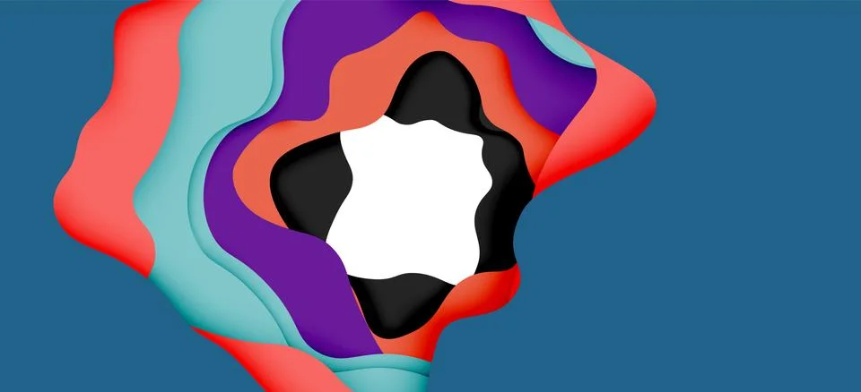 Abstract cut out abstract waves for web design. Color geometric pattern. Vector Illustrazione stock