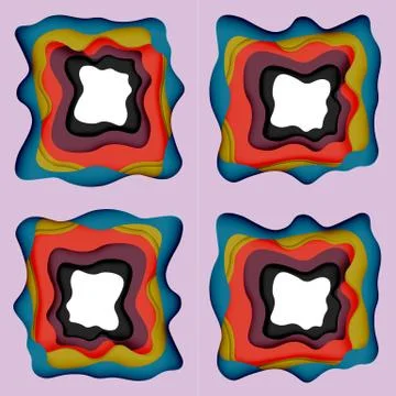 Abstract cut out abstract waves for web design. Color geometric pattern. Vector Stock Illustration