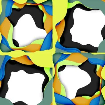 Abstract cut out abstract waves for web design. Color geometric pattern. Vector 스톡 일러스트