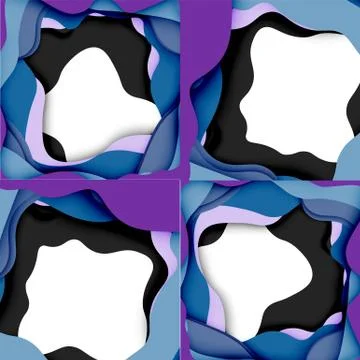 Abstract cut out abstract waves for web design. Color geometric pattern. Vector Illustrazione stock