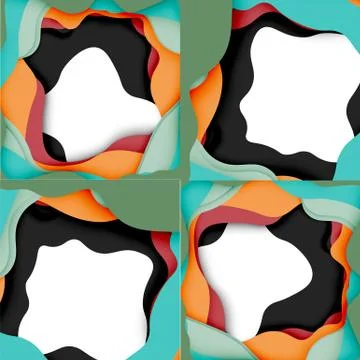 Abstract cut out abstract waves for web design. Color geometric pattern. Vector Stock Illustration